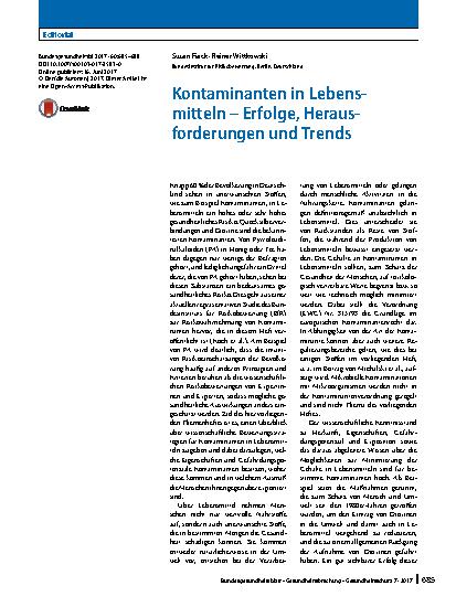Vorschauseite 1: Kontaminanten in Lebensmitteln – Erfolge, Herausforderungen und Trends