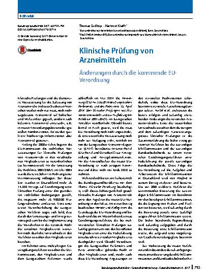 Vorschauseite 1: Klinische Prüfung von Arzneimitteln
