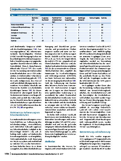 Vorschauseite 2: Einsatz von Schutzhandschuhen bei der routinemäßigen Desinfektion patientennaher Kontaktflächen