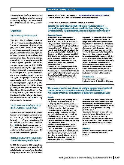 Vorschauseite 3: Einsatz von Schutzhandschuhen bei der routinemäßigen Desinfektion patientennaher Kontaktflächen