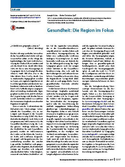 Vorschauseite 1: Gesundheit: Die Region im Fokus
