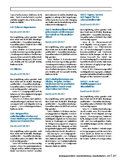 Vorschauseite 2: Gesundheitliche Beurteilung von Materialien und Gegenständen für den Lebensmittelkontakt im Rahmen des Lebensmittelund Futtermittelgesetzbuches