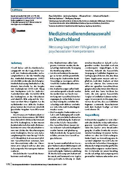 Vorschauseite 1: Medizinstudierendenauswahl in Deutschland
