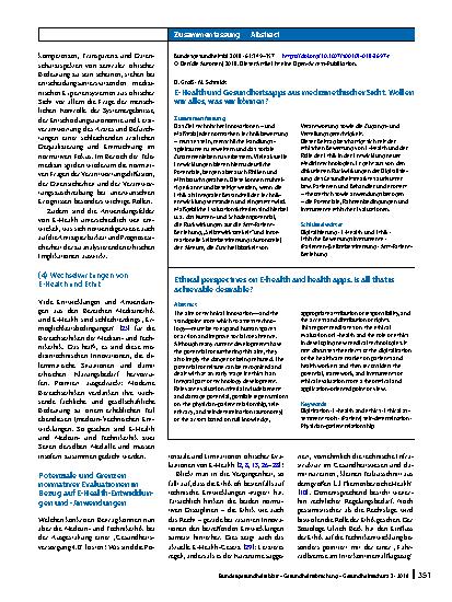 Vorschauseite 3: E-Health und Gesundheitsapps aus medizinethischer Sicht