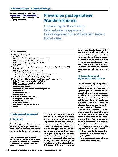 Vorschauseite 1: Prävention postoperativer Wundinfektionen