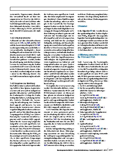 Vorschauseite 4: Ableitung von HBM-I-Werten für Perfluoroktansäure (PFOA) und Perfluoroktansulfonsäure (PFOS) – Stellungnahme der Kommission „Humanbiomonitoring“ des Umweltbundesamts