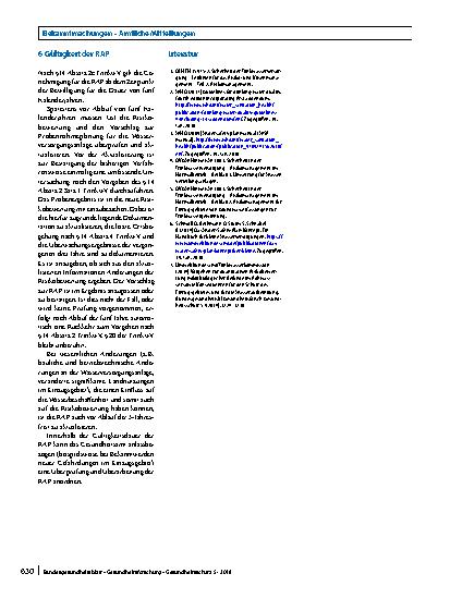 Vorschauseite 4: Leitlinien für die risikobewertungsbasierte Anpassung der Probennahmeplanung für eine Trinkwasserversorgungsanlage (RAP) nach § 14 Absatz 2a bis 2c Trinkwasserverordnung