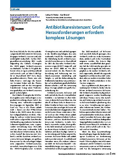 Vorschauseite 1: Antibiotikaresistenzen: Große Herausforderungen erfordern komplexe Lösungen