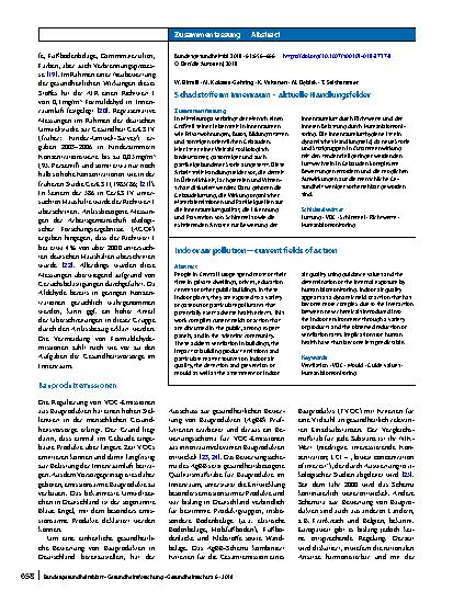 Vorschauseite 3: Schadstoffe im Innenraum – aktuelle Handlungsfelder