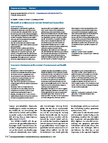 Vorschauseite 3: Übersicht zu Indikatoren im Kontext Umwelt und Gesundheit