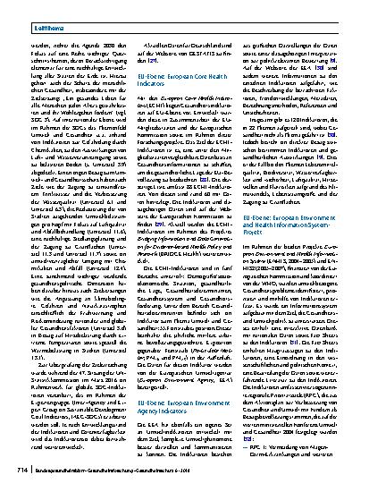 Vorschauseite 5: Übersicht zu Indikatoren im Kontext Umwelt und Gesundheit