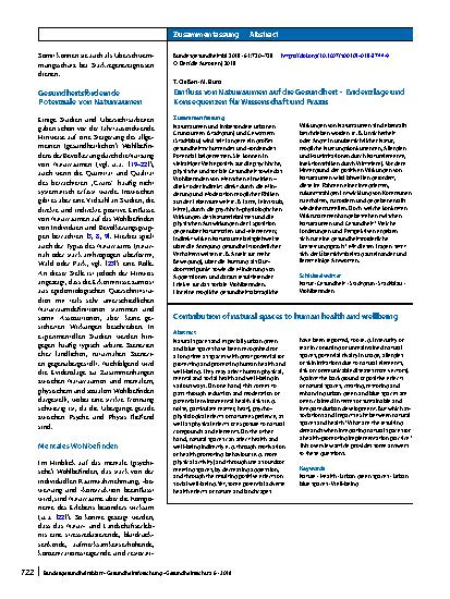 Vorschauseite 3: Einfluss von Naturräumen auf die Gesundheit – Evidenzlage und Konsequenzen für Wissenschaft und Praxis