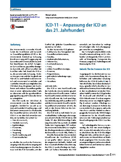 Vorschauseite 1: ICD-11 – Anpassung der ICD an das 21. Jahrhundert