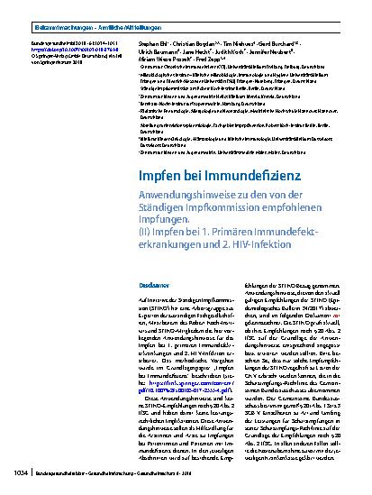 Vorschauseite 1: Impfen bei Immundefizienz