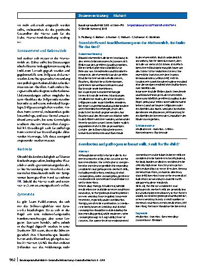 Vorschauseite 3: Fremdstoffe und Krankheitserreger in der Muttermilch