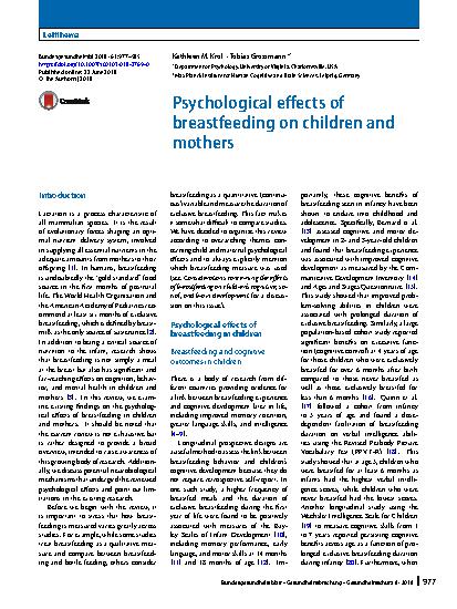 Vorschauseite 1: Psychological effects of breastfeeding on children and mothers