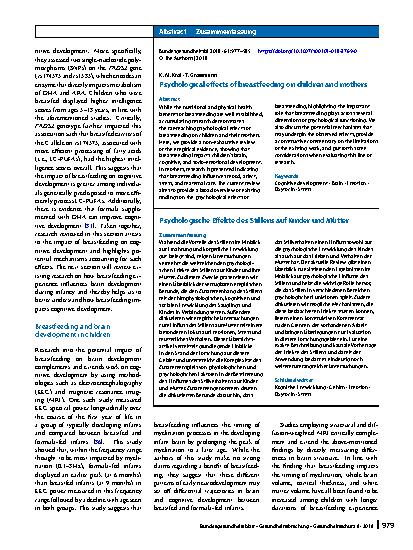 Vorschauseite 3: Psychological effects of breastfeeding on children and mothers