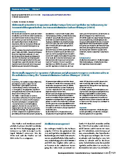 Vorschauseite 3: Elektronisch unterstützte Kooperation ambulant tätiger Ärzte und Apotheker zur Verbesserung der Arzneimitteltherapiesicherheit