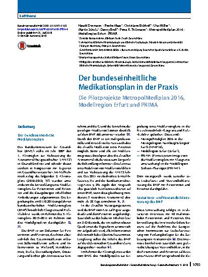 Vorschauseite 1: Der bundeseinheitliche Medikationsplan in der Praxis
