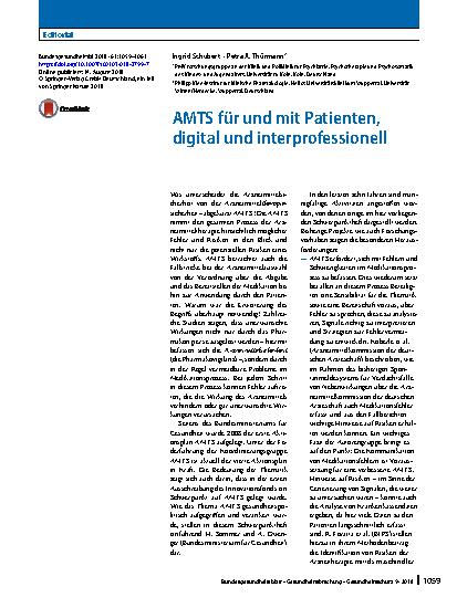Vorschauseite 1: AMTS für und mit Patienten, digital und interprofessionell