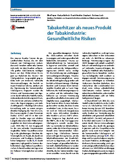 Vorschauseite 1: Tabakerhitzer als neues Produkt der Tabakindustrie: Gesundheitliche Risiken