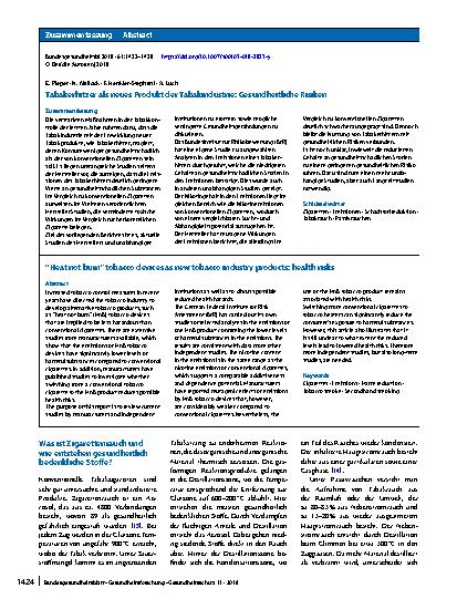 Vorschauseite 3: Tabakerhitzer als neues Produkt der Tabakindustrie: Gesundheitliche Risiken