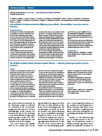 Vorschauseite 3: Das weltweite Medizinernetzwerk Aufklärung gegen Tabak – Ehrenamtliche Prävention made in Germany