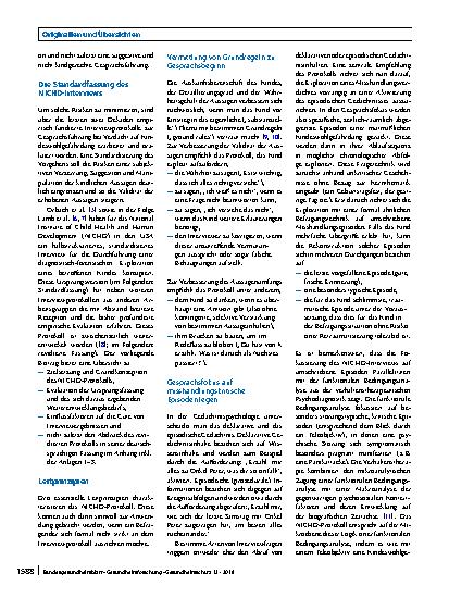 Vorschauseite 2: Strukturierte Befragung von Kindern bei Kindeswohlgefährdung: Die deutsche Version des NICHD-Interviewprotokolls in seiner revidierten Fassung