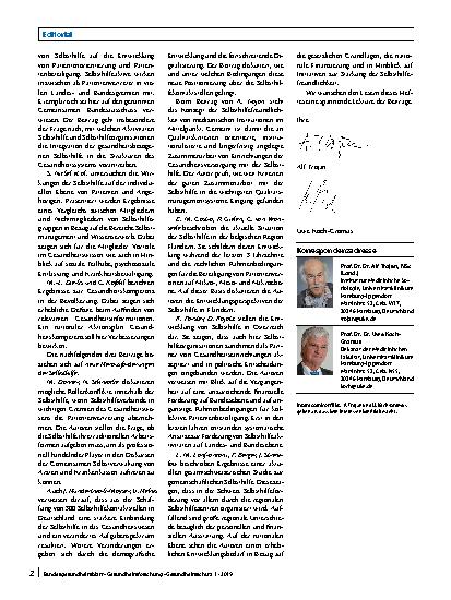 Vorschauseite 2: Selbsthilfe und patientenorientierte Gesundheitsversorgung: eine Bestandsaufnahme