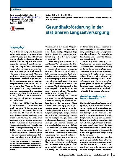 Vorschauseite 1: Gesundheitsförderung in der stationären Langzeitversorgung