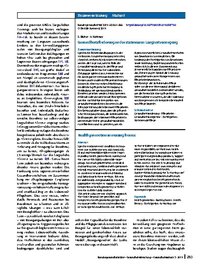 Vorschauseite 3: Gesundheitsförderung in der stationären Langzeitversorgung