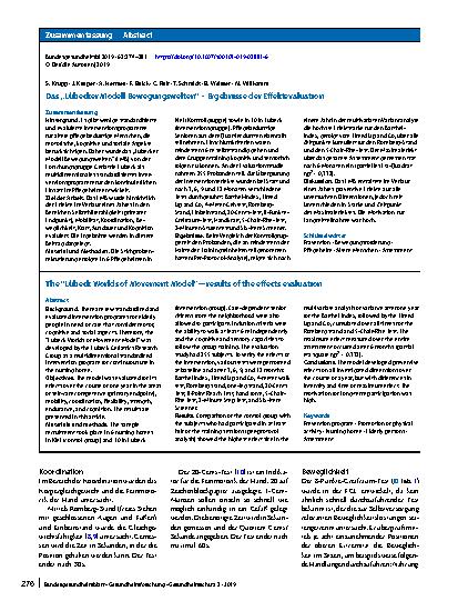Vorschauseite 3: Das „Lübecker Modell Bewegungswelten“ – Ergebnisse der Effektevaluation
