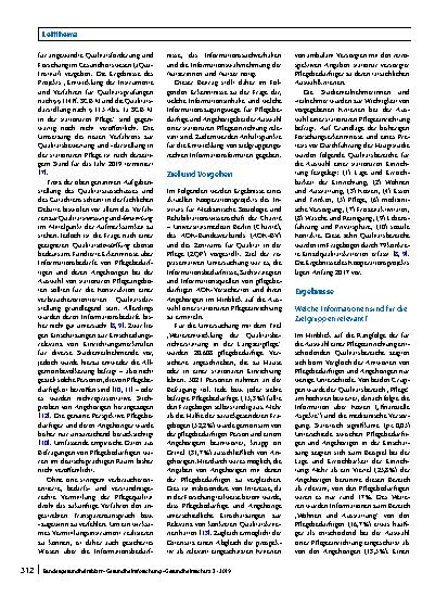 Vorschauseite 2: Qualitätsberichterstattung zur stationären Pflege – Informationsbedürfnisse, Suchstrategien und Informationsquellen von Pflegebedürftigen und ihren Angehörigen
