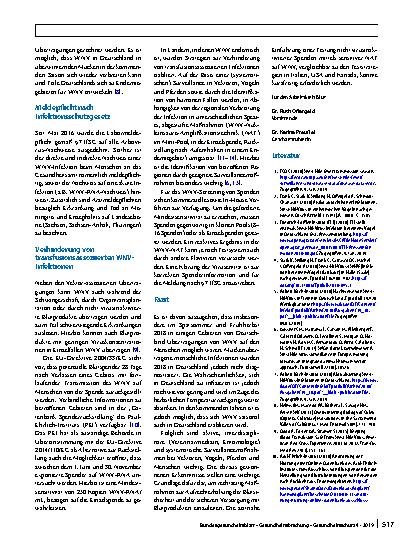 Vorschauseite 2: West-Nil-Virus – Ergänzung 2018