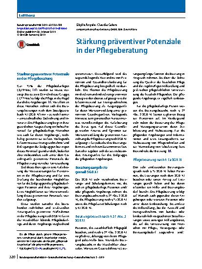Vorschauseite 1: Stärkung präventiver Potenziale in der Pflegeberatung