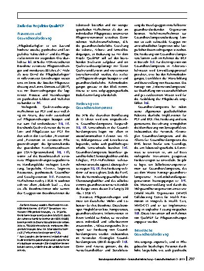 Vorschauseite 2: Qualitätsorientierte Prävention und Gesundheitsförderung in Einrichtungen der Pflege: Das Projekt QualiPEP
