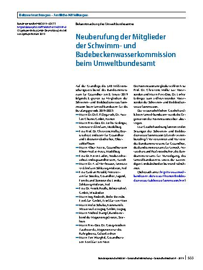 Vorschauseite 1: Neuberufung der Mitglieder der Schwimmund Badebeckenwasserkommission beim Umweltbundesamt