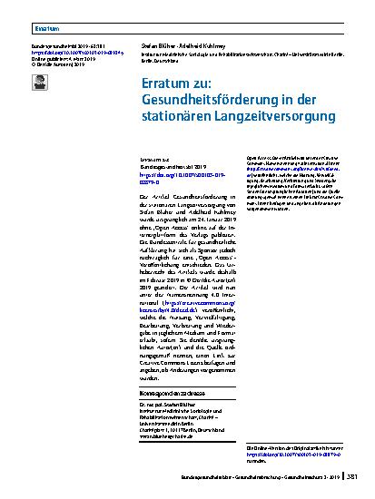 Vorschauseite 1: Erratum zu: Gesundheitsförderung in der stationären Langzeitversorgung