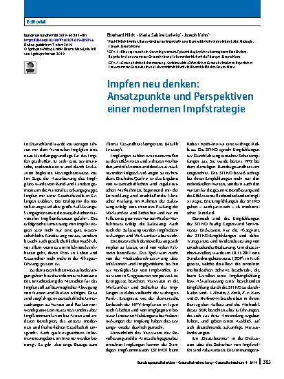 Vorschauseite 1: Impfen neu denken: Ansatzpunkte und Perspektiven einer modernen Impfstrategie