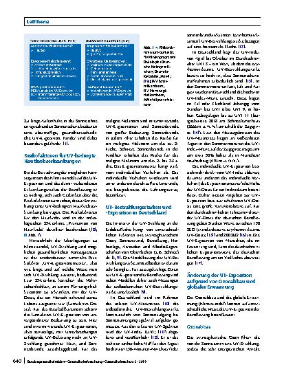 Vorschauseite 2: UV-Strahlung in Deutschland: Einflüsse des Ozonabbaus und des Klimawandels sowie Maßnahmen zum Schutz der Bevölkerung