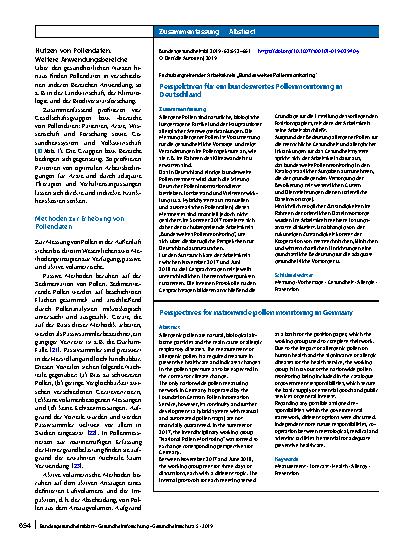 Vorschauseite 3: Perspektiven für ein bundesweites Pollenmonitoring in Deutschland