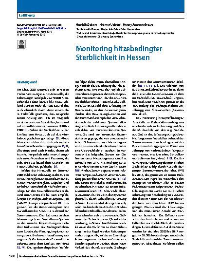 Vorschauseite 1: Monitoring hitzebedingter Sterblichkeit in Hessen