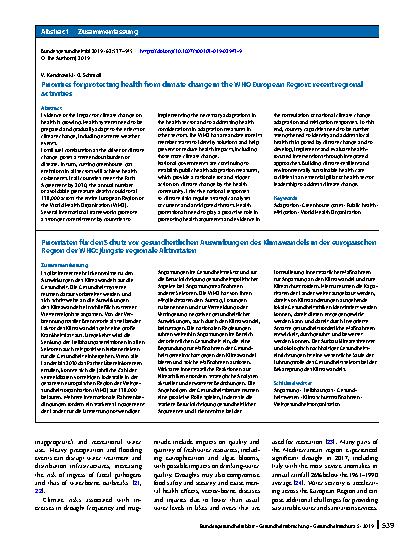 Vorschauseite 3: Priorities for protecting health from climate change in the WHO European Region: recent regional activities