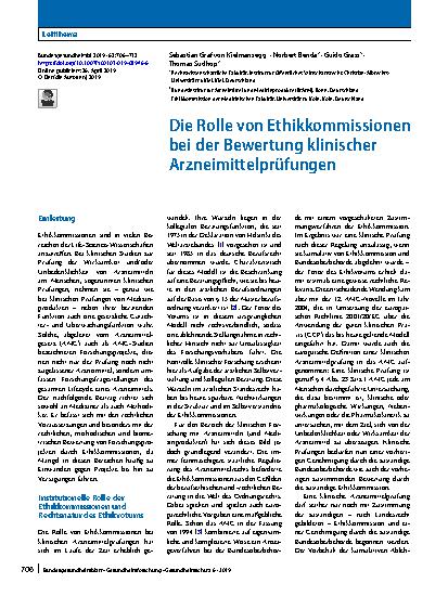Vorschauseite 1: Die Rolle von Ethikkommissionen bei der Bewertung klinischer Arzneimittelprüfungen