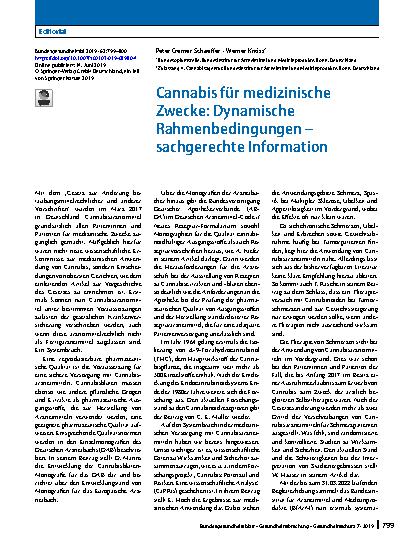Vorschauseite 1: Cannabis für medizinische Zwecke: Dynamische Rahmenbedingungen – sachgerechte Information