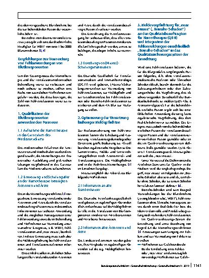 Vorschauseite 2: Stellungnahme Fehlanwendungen von Blutkomponenten