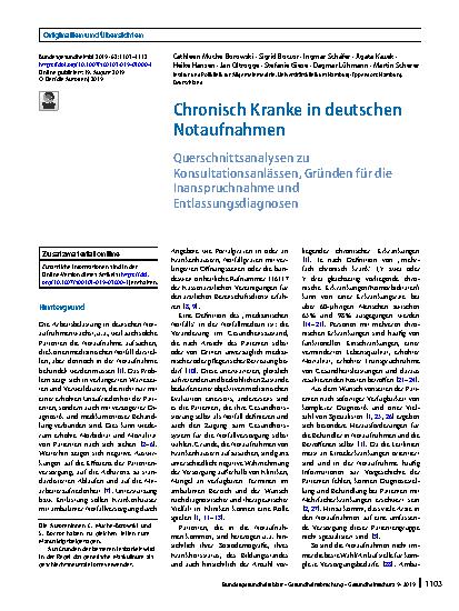 Vorschauseite 1: Chronisch Kranke in deutschen Notaufnahmen