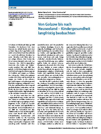 Vorschauseite 1: Von Golzow bis nach Neuseeland – Kindergesundheit langfristig beobachten