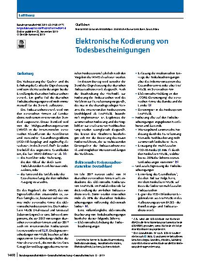Vorschauseite 1: Elektronische Kodierung von Todesbescheinigungen