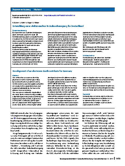 Vorschauseite 3: Entwicklung einer elektronischen Todesbescheinigung für Deutschland